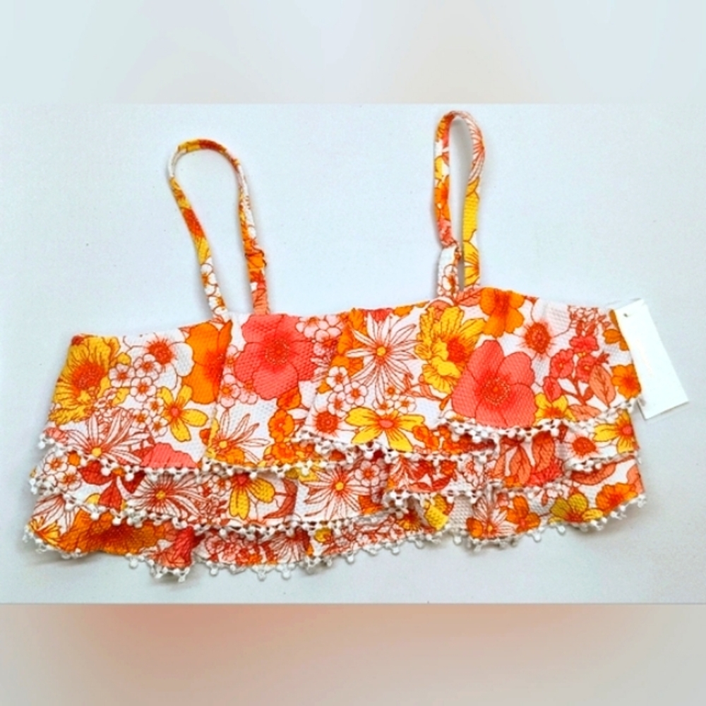 Raisins Bikini Swimwear Top Padded Girls Sz 16 Lined Adjustable Straps V-3